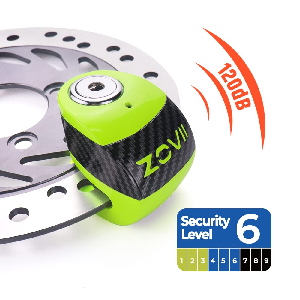 ZOVII ZS6 120 dB Alarm Disk Kilidi 6 mm Pimli Scooter Motosiklet E